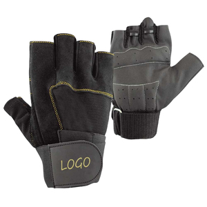 Customized OEM Leather Gym <b>Gloves</b> Half Finger Non-Slip Hook and Loop Closure Unisex Outdoor Weight Lifting <b>Gloves</b> Grey and <b>Red</b> - Product Image 1