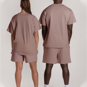 Ensemble de t-shirts deux pièces surdimensionnés en coton 100% de haute qualité pour hommes et femmes, épaules tombantes, poids lourd, séchage rapide, streetwear personnalisé pour l'été - Product Image 3