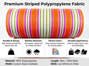 Rouleau de tissu tissé en PP recyclé, écologique, rayé, pour sacs de courses, matériau durable laminé résistant à l'eau - Product Image 6