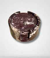Ensemble de sous-verres artisanaux en pierre naturelle onyx marbré rouge zèbre, finition cristal, pour une décoration de table luxueuse à la maison