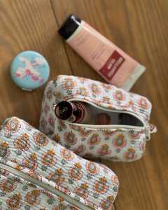 Ensemble de 3 trousses de toilette matelassées en coton faites à la main, sacs de lavage imperméables réutilisables, petites pochettes de maquillage pour le salon - Product Image 3