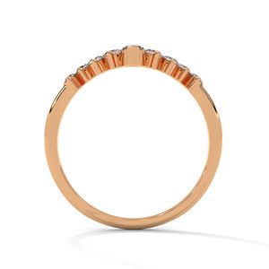 Bague d'éternité en or rose avec diamant de laboratoire taille émeraude, fine et empilable, pour mariée, anniversaire, bijou raffiné, cadeau pour femme - Product Image 3