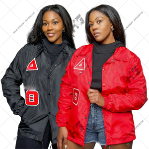 Delta Red & <b>black</b> line jacket DST coach jacket Sorority <b>Windbreaker</b> Jacket Stand Collar Custom DST <b>Black</b> Red Front Waterproof - Product Image 1