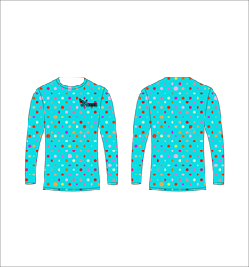 T-shirt à manches longues à pois turquoise pour homme, col rond, séchage rapide, vêtements de sport décontractés, imprimé par sublimation, coupe classique - Product Image 1