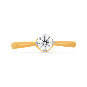 Anillo Solitario Solo Sheen, Anillo de Diamantes Solitario de Corte Redondo en Oro Sólido de Lujo, Anillo de Compromiso Elegante y Minimalista para Mujer - Product Image 3
