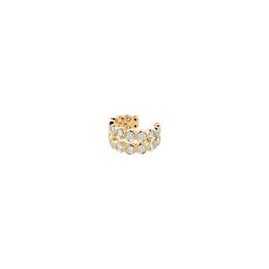 Pendientes de Oreja con Doble Hilera de Diamantes, Corte Redondo, Cultivados en Laboratorio, Sin Perforación, Clip para Cartílago, Joyería Fina, Par de Oro Sólido de 10k, 14k, 18k - Product Image 1