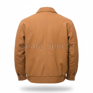 2026 New Style Customized Real Leather Jacket Brown Solid Color High Quality Jacket for Men's Casual Wear - Product Image 2