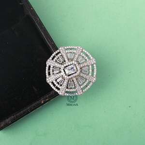 Georgia Vintage CZ Designer <b>Ring</b> <b>24K</b> <b>Gold</b> Plated Claw Set Gemstone - Product Image 4