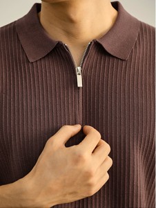 <b>Old</b> Money Style Solid Textured Knit Lapel <b>Short</b>-Sleeve Smart Casual Men's Summer Breathable Quick Dry Shirt - Product Image 5