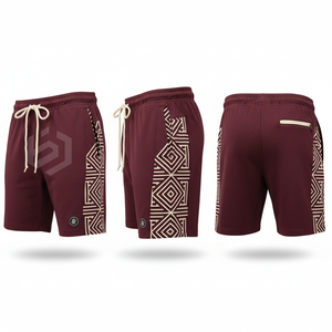 <b>Men's</b> Green Board <b>Shorts</b> With <b>Red</b> And White Letter Print Drawstring Waist Quick Dry Casual Swimwear - Product Image 6