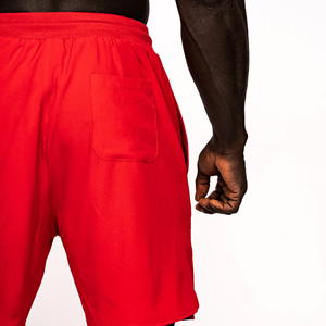<b>Men</b> Solid Color 100% Cotton Eco-Friendly <b>Shorts</b> <b>Elastic</b> <b>Waist</b> Casual Wear Breathable Mid Length Red - Product Image 5