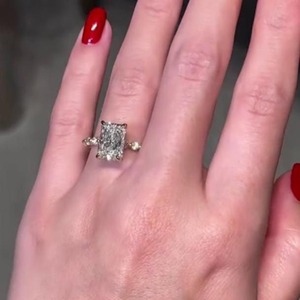 3.8ct Radiant Cut Lab Grown Diamond <b>Ring</b> With 14K Yellow Gold Diamond <b>Ring</b> Promise <b>Ring</b> from <b>Indian</b> Supplier & Manufacturer - Product Image 4