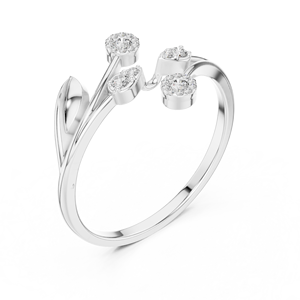 Anillo de oro macizo de 14k para mujer con diamante de corte redondo minimalista de diseño abierto, ideal para regalo, compromiso, aniversario, boda. - Product Image 5