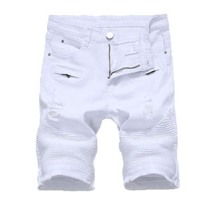 High Quality Canvas Denim Shorts Fashion High Waist Blue <b>Jeans</b> Casual Pants Elastic Waist <b>Drawstring</b> <b>Men</b> 180g Digital Printed - Product Image 1