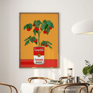 Art mural sur toile pour cuisine, affiche illustrée de soupe de tomates vintage, décoration murale rétro pour cuisine - Product Image 2