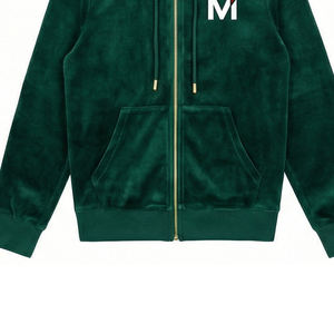 Ensemble de survêtement en velours pour homme de qualité supérieure, sweat à capuche zippé et pantalon de jogging, streetwear de luxe, USA Europe Maluza VelvetElite X - Product Image 2