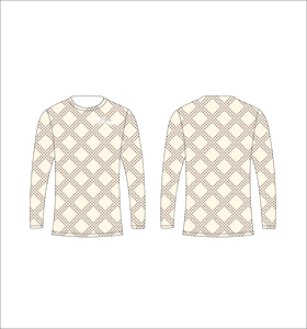 Camiseta Deportiva Ligera de Manga Larga Sublimada Personalizada con Patrón de Cuadros Beige y Marrón, Proveedor de Ropa al Por Mayor - Product Image 1