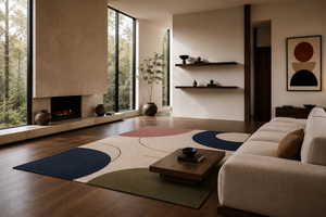 Alfombra de Lana Minimalista Abstracta Hecha a Mano, Alfombra Moderna Escandinava, Alfombra de Diseño Contemporáneo, Tamaño Personalizado - Product Image 4