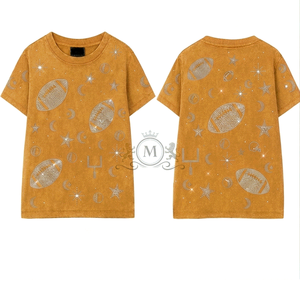 T-shirt personnalisé pour homme avec strass, coupe oversize, manches courtes, col rond, motif football tricoté, style décontracté, impression logo au dos - Product Image 2