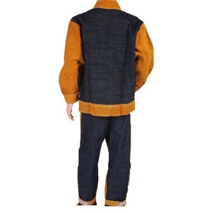 Veste de sécurité en cuir de vachette pleine fleur, résistante, certifiée CE, protection ignifuge niveau D, protection des mains et des bras - Product Image 1