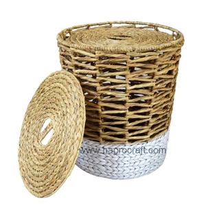 Cesta de Almacenamiento Plegable Ecológica de Jacinto de Agua Tejido con Asas y Color Natural - Product Image 1