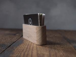 Elegant Wooden Business Card Holder | <b>Solid</b> <b>Wood</b> <b>Desk</b> Accessory | Office Supplies - Product Image 3