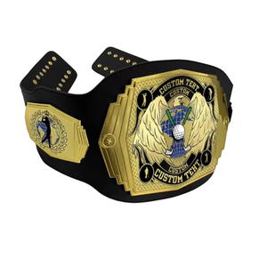 Ceinture de championnat personnalisable avec ailes dorées et texte personnalisé, ceinture de titre en cuir de qualité supérieure pour événements sportifs - Product Image 3