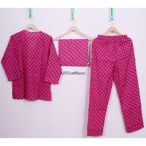 Conjunto de Pijama Casual de Invierno para Mujer, Hecho a Mano, 100% Algodón Suave, Estampado Floral, Cuello en V, Manga Larga, Cintura Elástica, Multicolor - Product Image 5