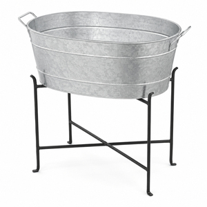 Factory Price Galvanized Beverage Tub with Stand Metal Ice Bucket Standing Wine <b>Cooler</b> Party <b>Drink</b> Chiller for Beer Champagne - Product Image 2