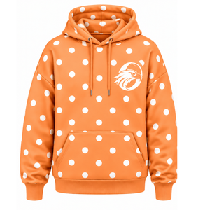 <b>Orange</b> White Women Pullover Hoodie Casual <b>Fleece</b> Hooded Sweatshirt Drawstring Long Sleeve Kangaroo Pocket Winter Front - Product Image 1