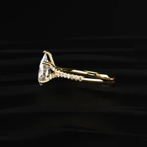 Special Edition Pear Cut <b>Split</b> Shank Single Engagement Diamond <b>Ring</b> Daily Wear Handcrafted Yellow Diamond <b>Ring</b> VVS-VS -Clarity - Product Image 3