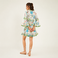 Robe Courte Bohème Florale Premium pour Femme, Sans Manches, à Volants Superposés, Idéale pour l'Été, les Vacances et la Plage, Douce et Lavable, Fournisseur OEM Personnalisé