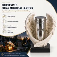 Produsen Lentera Peringatan Tenaga Surya Dengan Sayap Malaikat Resin, Bodi Baja Tahan Karat, Potongan Bentuk Hati, Dan Alas Logam yang Stabil