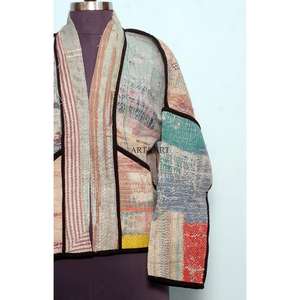 Chaqueta Kantha Vintage Hecha a Mano para Mujer, Reversible, con Parches, Acolchada, Bordada, Ecológica, Estilo Indio Retro - Product Image 2