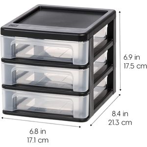 Set di 2 Organizzatori in Plastica a 3 Cassetti per Scrivania, Vanità, Smalti, Bagno, Cancelleria, Articoli per Arte e Artigianato, per Uso in Ufficio e Trucco - Product Image 3