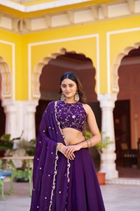Conjunto de Lehenga Choli de Seda Fendyy Tradicional India, Ropa Étnica para Bodas y Fiestas, Vestido Elegante y Cómodo para Mujer - Product Image 3