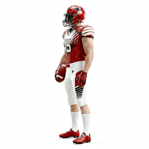 Men's American Football Uniform Set Red White V-Neck Half Sleeves Sublimated Jersey with Number 15 and Matching Pants - Product Image 4