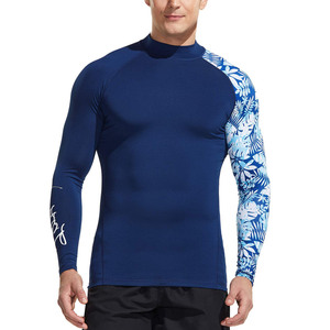 Chemise de compression à manches longues pour homme, anti-UV, impression par sublimation, écologique, séchage rapide, polyester/nylon, bleu - Product Image 1