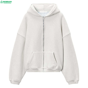 Veste zippée à capuche en polaire oversize pour homme, couleur unie, décontractée, chaude pour l'hiver, coupe classique, en polyester tricoté - Product Image 3