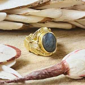 Hot Selling Labradorite <b>Rings</b> Boho Floral Bands Brass <b>Ring</b> For Women 18k <b>Gold</b> Plated Botanical <b>Cocktail</b> Finger Jewelry Wholesale - Product Image 1