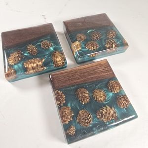 Luxury Handmade Wooden And Epoxy Resin Coasters With Heat Resistant Surface For Daily <b>Table</b> <b>Protection</b> - Product Image 1
