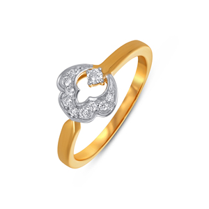 Anillo Clásico con Diamantes en Forma de Flor, Acabado en Oro con Piedra Redonda Brillante Cultivada en Laboratorio, Diseño Floral Pavé - Product Image 1