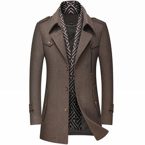 Abrigo de Gabardina de Longitud Media para Hombre, Moda de Invierno, Estilo Casual de Negocios, Prenda Exterior de Lana con Cuello Alto Sólido y Cálido - Product Image 4