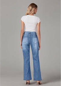 Women's <b>Boot</b> Cut Jeans Workwear Office Casual Weekend Daily Wear Cotton Vintage Knee-Length Light Wash - Product Image 2
