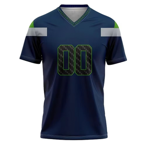 Maillots de football américain personnalisés d'été, col en V, grande taille, manches courtes en mesh, nom et numéro personnalisés, hommes femmes, sublimation - Product Image 1