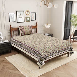 HEAVENBIRDS B29 Draps plats imprimés bleus à motif floral, 1 housse de coussin incluse, ensembles de housses en coton 300 fils, écologiques - Product Image 3