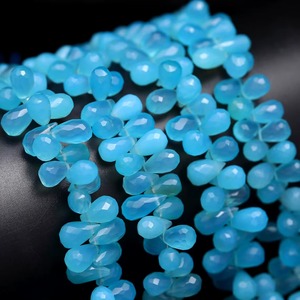 Perles de chalcédoine naturelle facettées en forme de goutte d'eau, perles de pierres précieuses en gros pour la fabrication de colliers, pendentifs, boucles d'oreilles et bijoux. - Product Image 5