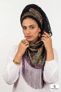 Foulard carré imprimé sur mesure avec pompons, en soie légère, pour femme, foulard de mode, paréo de plage, fabricant OEM - Product Image 2