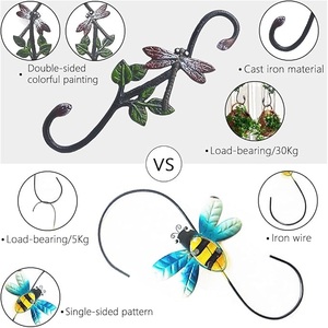 Rustic Thick Solid Steel Farmhouse Style <b>Wall</b> Hook Butterfly Design Handmade Waterproof Eco-Friendly Durable Hanging Garden <b>Bird</b> - Product Image 2
