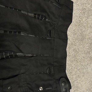 Men Scottish Black Cotton <b>Utility</b> <b>Kilt</b> with Detachable Cargo Pockets and Lace-Up Details Hybrid <b>Kilts</b> - Product Image 2